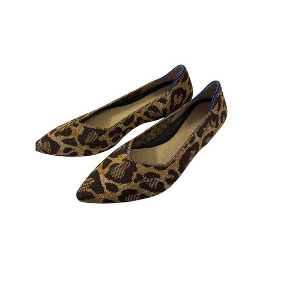 Rothy’s The Point II Metallic Cat Leopard Camel Brown Flats Sz 9.5 GS - Picture 1 of 5